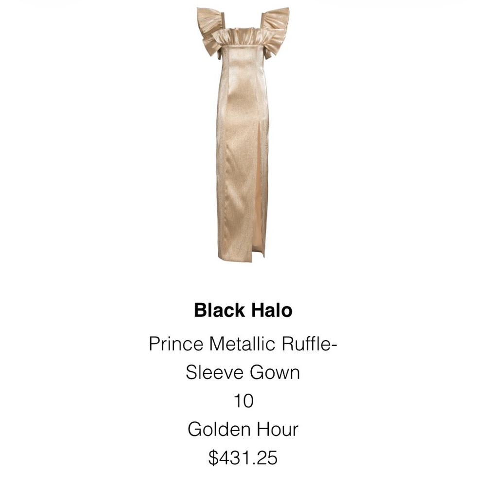 Black Halo Prince Metallic Ruffle Maxi Dress